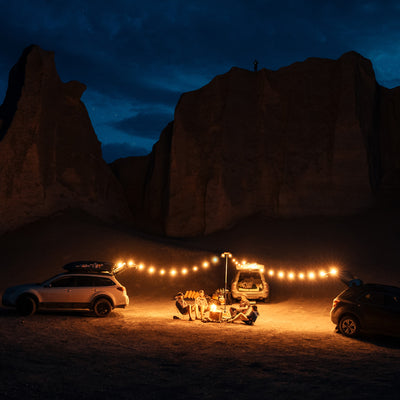 String lights used during car camping